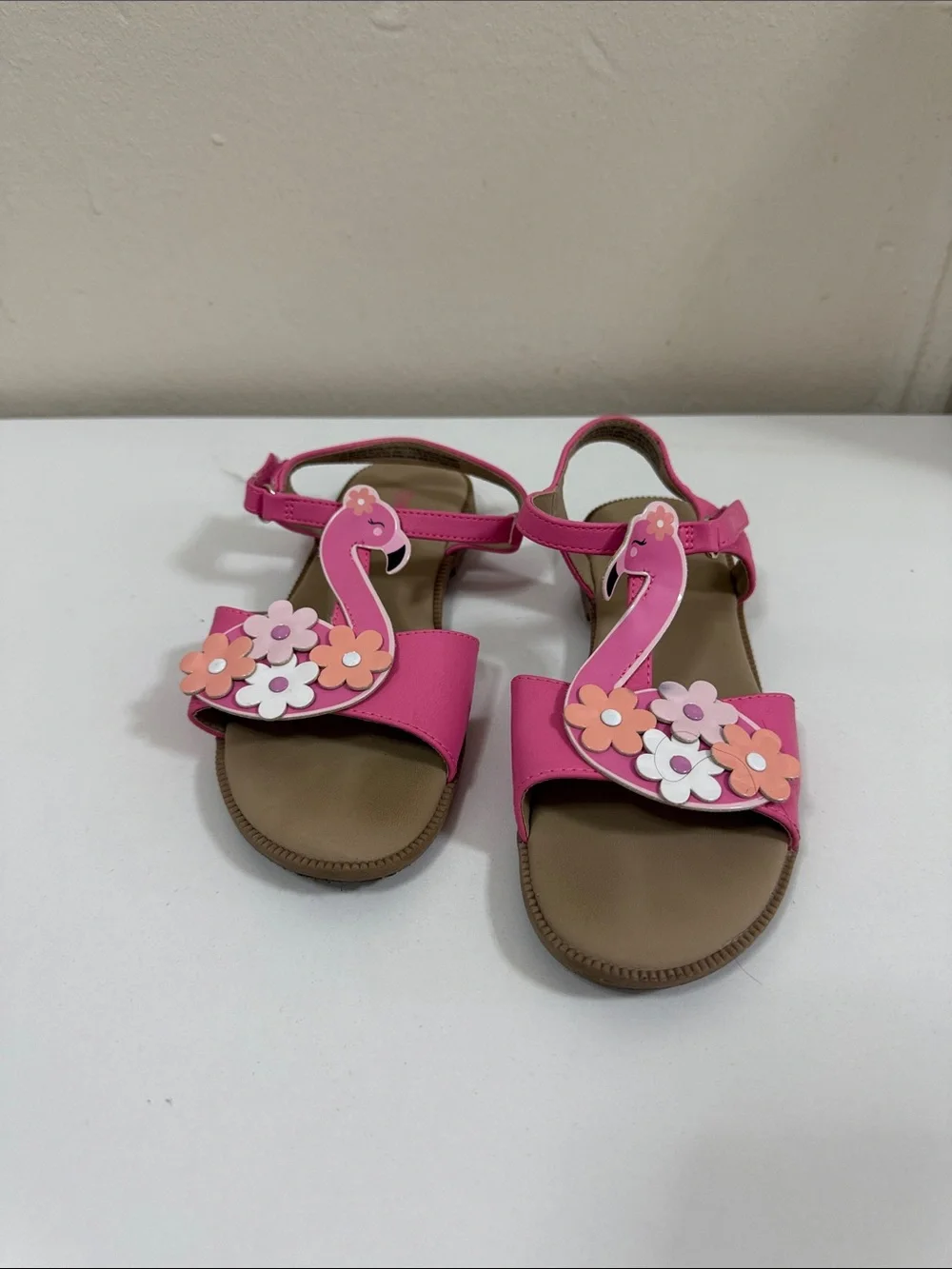 The Children's Place Hot Pink Flamingo Floral Strap Sandals